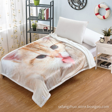 faux fur super cozy sublimation animal baby sherpa fleece blanket for winter fluffy